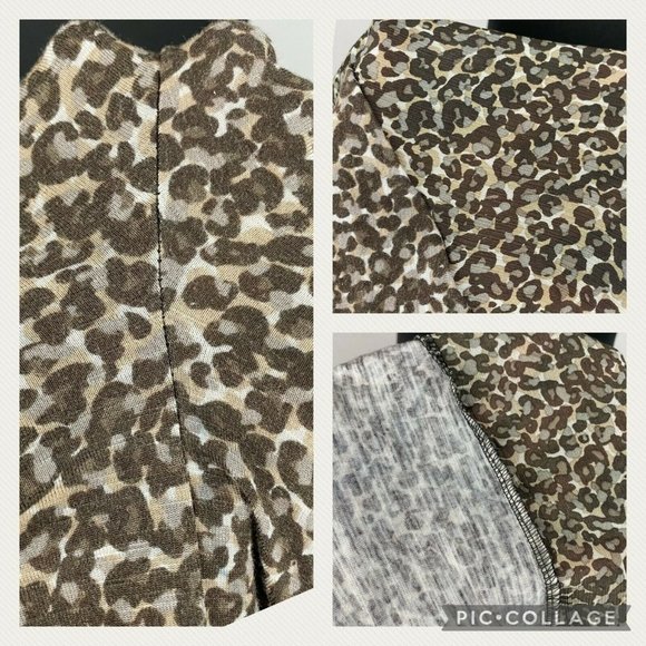 Ann Taylor LOFT S Animal Print Top Elastic Sleeves And Hem Keyhole Back - Picture 11 of 12